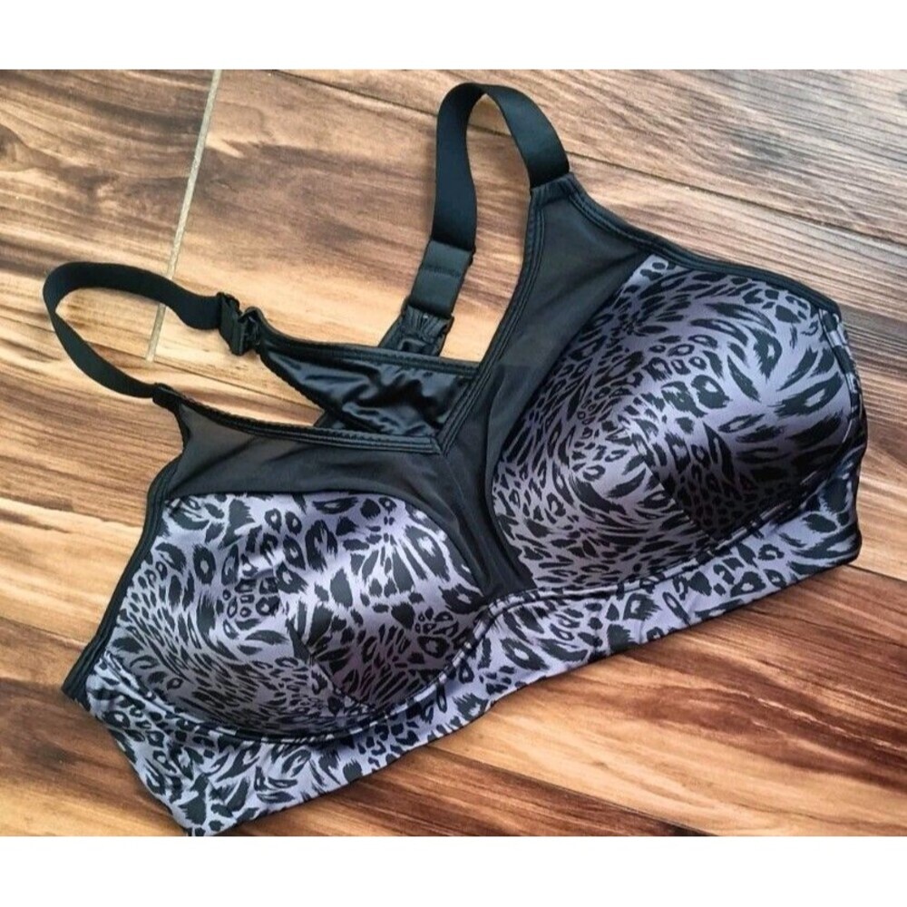 Adore Me Sports Bra Size 42C Purple Animal Print Wireless Crossback Pullover